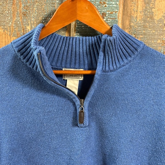 Men’s LL Bean Quarter Zip Cotton Sweater XXL 2XL - Picture 3 of 4